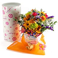 Birthday Blast Fresh Cut Live Flowers Arranged in a Takeout Container with Your Personal Message Tucked Inside a Fortune…