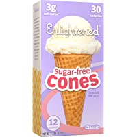 ENLIGHTENED ICE CREAM Sugar-Free Ice Cream Cones - Vegan Friendly, Sugar Free, Dairy Free - Low Calorie (30 Calories…