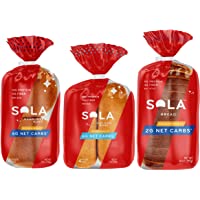 Sola Low Carb Golden Wheat Variety Pack, 1 Golden Wheat Bread, 1 Golden Wheat Hot Dog Buns, 1 Golden Wheat Hamburger…