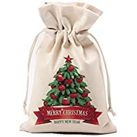 outDOOR MasH Cotton Santa Bag with Drawstring Tie Closure Santa Sack, Stocking Stuffers