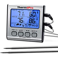 ThermoPro TP-17 Dual Probe Digital Cooking Meat Thermometer Large LCD Backlight Food Grill Thermometer with Timer Mode…