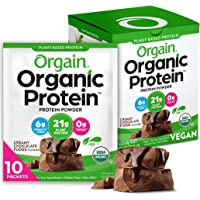 Orgain Organic Plant Based Protein Powder Travel Pack, Creamy Chocolate Fudge - 21g of Protein, 6g of Fiber, No Dairy…