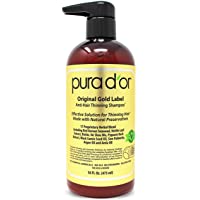 PURA D'OR Original Gold Label Anti-Thinning Biotin Shampoo (16oz) w/ Argan Oil, Nettle Extract, Saw Palmetto, Red…