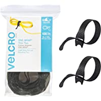 VELCRO Brand ONE-WRAP Cable Ties | 100Pk | 8 x 1/2" Black Cord Organization Straps | Thin Pre-Cut Design | Wire…