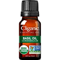 Cliganic Organic Basil Essential Oil, 100% Pure Natural for Aromatherapy | Non-GMO Verified