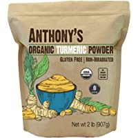 Anthony's Organic Turmeric Root Powder, 2 lb, Curcumin Powder, Gluten Free & Non GMO