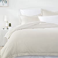 Amazon Basics Light-Weight Microfiber Duvet Cover Set with Snap Buttons - Twin/Twin XL, Beige