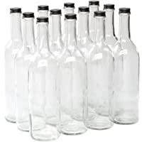 North Mountain Supply - W5CTCL-BK 750ml Clear Glass Bordeaux Wine Bottle Flat-Bottomed Screw-Top Finish (Black Metal…