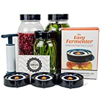 Easy Fermenter Fermentation Kit - Wide Mouth Fermenting Lid 3-Pack (Jars Not Included) - Make Sauerkraut, Kimchi…
