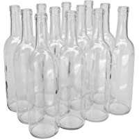 North Mountain Supply - NMS W5 Flint 750ml Glass Bordeaux Wine Bottle Flat-Bottomed Cork Finish - Case of 12 - Clear…