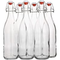 Flip Top Glass Bottle – Swing Top Brewing Bottle with Stopper for Beverages, Oil, Vinegar, Kombucha, Beer, Water, Soda…