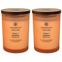 Chesapeake Bay Candle Scented Candles, Love + Passion (Grapefruit Mango), Medium (2-Pack)