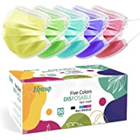 HIWUP Disposable Face Masks Suitable For Adults And Teens Multicolor Face Mask Masks for Women and Men 3 Layer Colored…