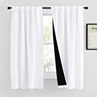 NICETOWN 100% Blackout Window Curtains, Heat and Full Light Blocking Drapes with Black Liner for Nursery, 63 Inches Drop…