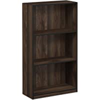 FURINNO Basic 3-Tier Bookcase Storage Shelves, Columbia Walnut