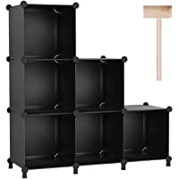 Puroma Cube Storage Organizer 6-Cube Closet Storage Shelves with Wooden Mallet DIY Closet Cabinet Bookshelf Plastic…