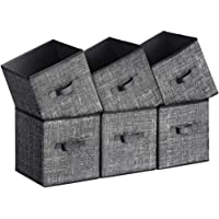 SONGMICS Fabric Storage Bins, 10.2 x 10.2 x 11 inches, Cube Storage Bins, Fabric Storage Bins with Dual Handles…