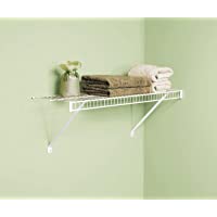 Rubbermaid Linen Closet Shelf Kit, 3-Feet, White, Wire Shelving System for Laundry Rooms, Linen Closets or Basements