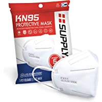 SupplyAid RRS-KN95-5PK KN95 Face Mask for Protection Against PM2.5 Dust, Pollen and Haze-Proof, 5 Pack, White