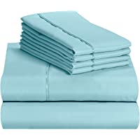 Amazon Basics Lightweight Super Soft Easy Care Microfiber Bed Sheet Set with 14” Deep Pockets - Twin, Aqua Fern