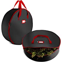 2-Pack Wreath Storage Bag 24" - Artificial Wreaths, Durable Handles, Dual Zipper & Card Slot, Holiday Xmas Tear…