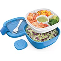Bentgo® Salad - Stackable Lunch Container with Large 54-oz Salad Bowl, 4-Compartment Bento-Style Tray for Toppings, 3-oz…