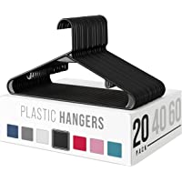 Plastic Clothes Hangers (20, 40, & 60 Packs) Heavy Duty Durable Coat and Clothes Hangers | Vibrant Color Hangers…