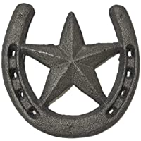 Cast Iron Horseshoe with Star Wall Decor, Medium Horseshoe Durable Cast Iron for Indoor Or Outdoor