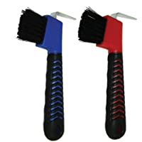 WEISHENG 2 Pieces Horse Hoof Pick Brush with Soft Touch Rubber Handle,Portable Hoofpick,Random Colors