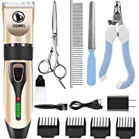 Dog Clippers Cordless Dog Grooming Kit Professional Horse Clippers Detachable Blade with 4 Comb Guides，Low Noise Pet…