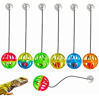 6 Pack Bearded Dragon Toy Bell Balls, Reptile Lizard Toy Ball with Suction Cup and Rope for Bearded Dragon, Lizard…