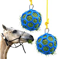 Wusteg 2 Pcs Horse Treat Balls Hay Feeder Ball with 2 Poly Ropes Horse Stable Stall Hanging Feeding Toy Horse Relieve…