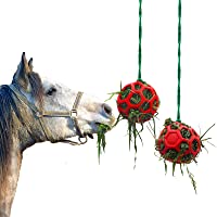 Besimple 2 Pack Horse Treat Ball Hay Feeder Toy, Goat Feeder Ball Hanging Feeding Toy for Horse Goat Sheep Relieve…