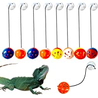8 Pack Bearded Dragon Toys, Reptile Lizard Bell Ball Toy with Suction Cup and Rope for Bearded Dragon, Lizard, Gecko…