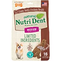 Nylabone NutriDent Natural Dental Chew Dino Shaped Treats Filet Mignon Medium/Wolf (16 Count)