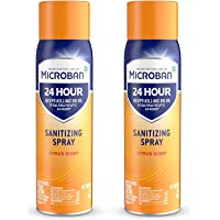 Microban Disinfectant Spray, 24 Hour Sanitizing and Antibacterial Spray, Sanitizing Spray, Citrus Scent, 2 Count (15 fl…
