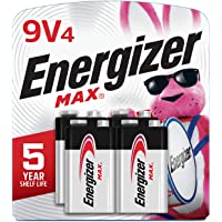 Energizer Max 9V Batteries, Premium Alkaline 9 Volt Batteries (4 Battery Count)