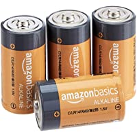Amazon Basics 4 Pack C Cell All-Purpose Alkaline Batteries, 5-Year Shelf Life, Easy to Open Value Pack