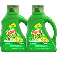 Gain Laundry Detergent Liquid Plus Aroma Boost, Original Scent, HE Compatible, 96 Loads Total, 75 Fl Oz (Pack of 2)