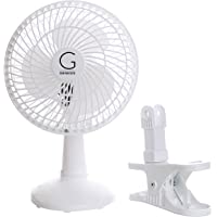 Genesis 6-Inch Clip Convertible Table-Top & Clip Fan Two Quiet Speeds - Ideal For The Home, Office, Dorm, More White…
