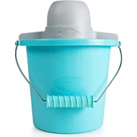 Nostalgia Electric Maker with Easy-Carry Handle Makes 4-Quarts of Ice Cream, Frozen Yogurt or Gelato in Minutes – Blue