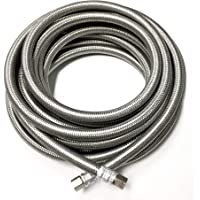 Shark Industrial 25 FT Stainless Steel Braided Ice Maker Hose with 1/4" Comp by 1/4" Comp Connection