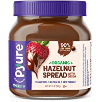 Organic Hazelnut Spread with Cocoa by Pyure | Keto Friendly, No Palm Oil, Vegan, Peanut Free | 90% Less Sugar Than the…