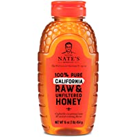 Nature Nate's 100% Pure Raw & Unfiltered Honey, Squeeze Bottle; All-natural Sweetener, No Additives, California, 16 Oz