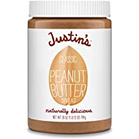 Justin's Classic Peanut Butter, Only Two Ingredients, No Stir, Gluten-free, Non-GMO, Responsibly Sourced, 28oz Jar