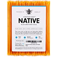 Native Honey Sticks, Pure and Uncut Honey Straws Made in the USA with Real Wildflower Honey (20 Pack)