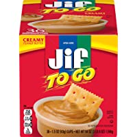 Jif To Go Creamy Peanut Butter, 36-1.5 Ounce Cups, 7g (7% DV) of Protein per Serving, Smooth and Creamy Texture, Snack…