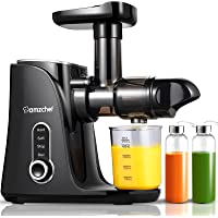Juicer Machines,AMZCHEF Slow Masticating Juicer Extractor, Cold Press Juicer with Two Speed Modes, 2 Travel bottles…