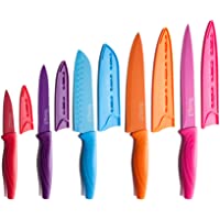 MICHELANGELO Kitchen Knife Set 10 Piece, High Carbon Stainless Steel Kitchen Knives Set, Knife Set for kitchen, Rainbow…