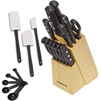 Farberware 22-Piece Never Needs Sharpening Triple Rivet High-Carbon Stainless Steel Knife Block and Kitchen Tool Set…